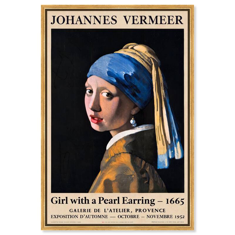 Girl with a Pearl Earring Canvas by Art Remedy - Gold - 24" x 36"