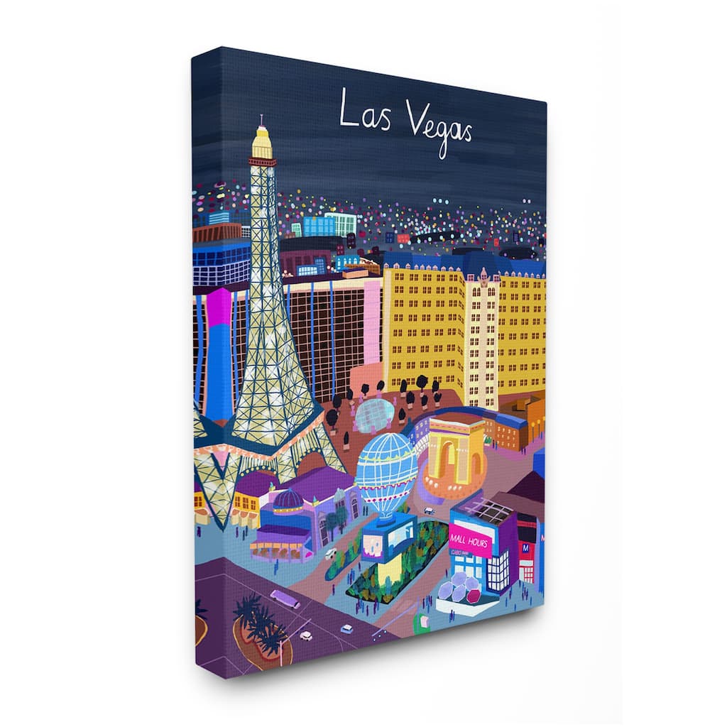 Stupell Playful Las Vegas California Illustration City Landmarks Canvas Wall Art