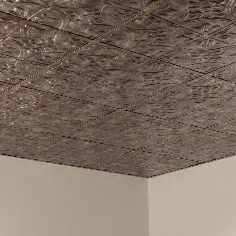 FASÄDE Traditional Style 2 Decorative Vinyl 2ft x 2ft Lay in Ceiling Panel in Bermuda Bronze (5 Pack)