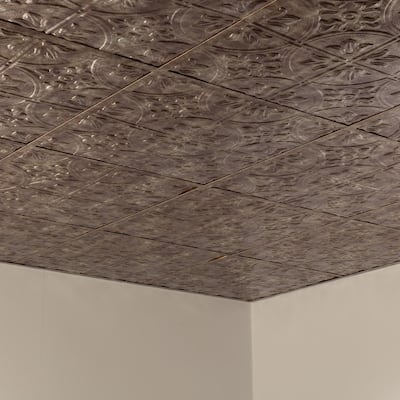 FASÄDE Traditional Style 2 Decorative Vinyl 2ft x 2ft Lay in Ceiling Panel in Bermuda Bronze (5 Pack)