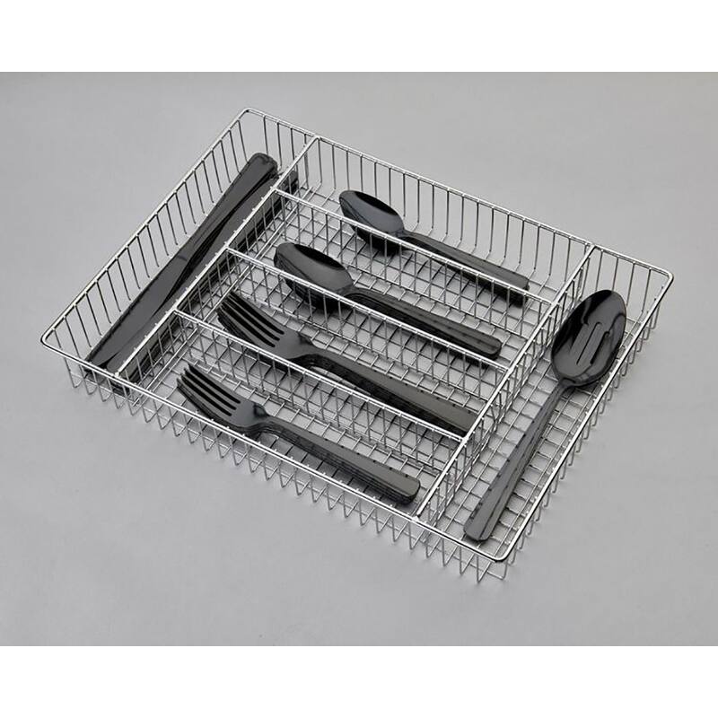 Ornative ALICJA Stainless Steel 42 Pieces Flatware Set with Buffet - 10.71" H x 14.37" W x 1.77" D - Black