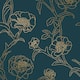 Peonies Removable Peel and Stick Wallpaper - Peacock Blue & Metallic Gold