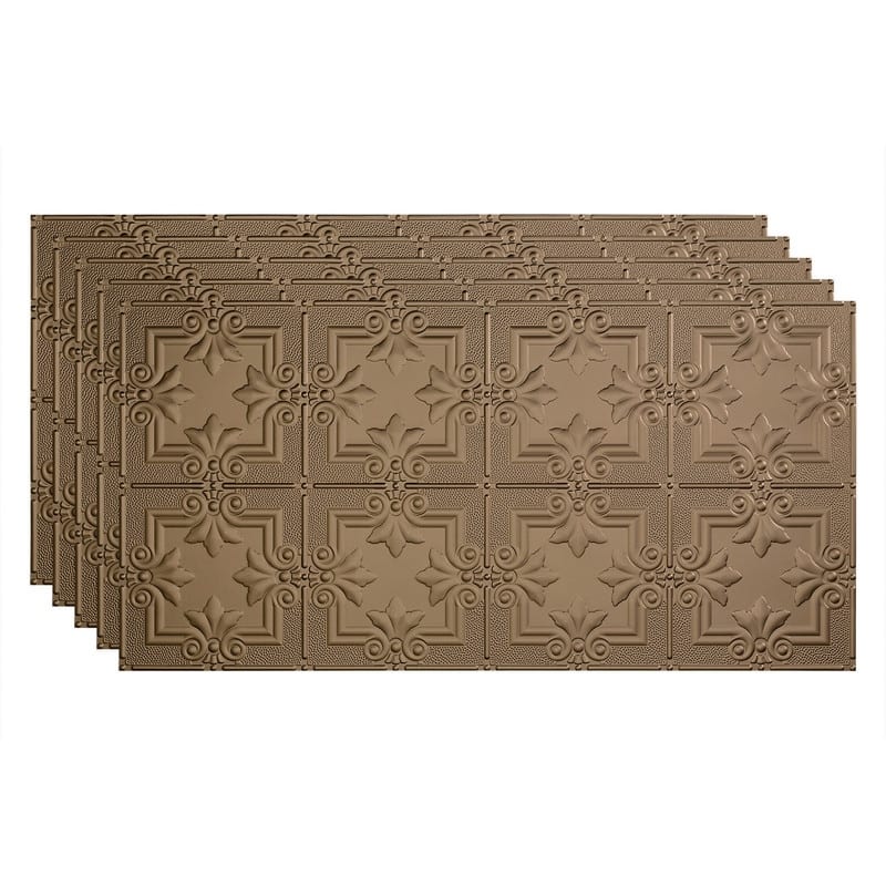 FASÄDE Regalia Decorative Vinyl 2ft x 4ft Glue Up Ceiling Panel in Argent Bronze (5 Pack) - 5 Pack - Argent Bronze