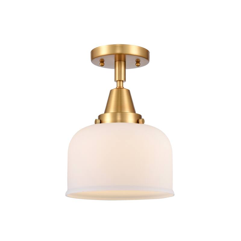 Innovations Lighting Caden Bell - 1 Light 8" Flush Mount - Satin Gold/Matte White