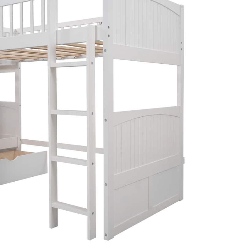 Bunk Bed with a Loft Bed Attached, with 2 Drawers