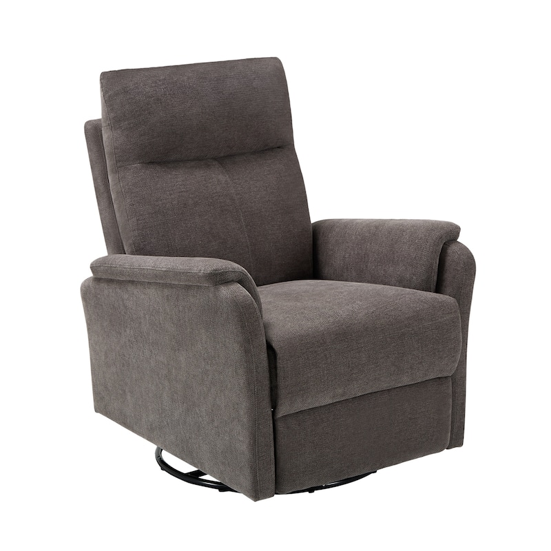 Fabric Recliner Sofa Chair - Swivel Rocking with XL Footrest - Single Seat for Living Room - Charcoal-Fabric