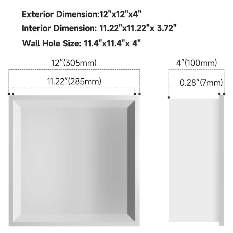 WIZ 12-inch W x 12-inch H x 4-inch D Stainless Steel Shower Niche - N/A
