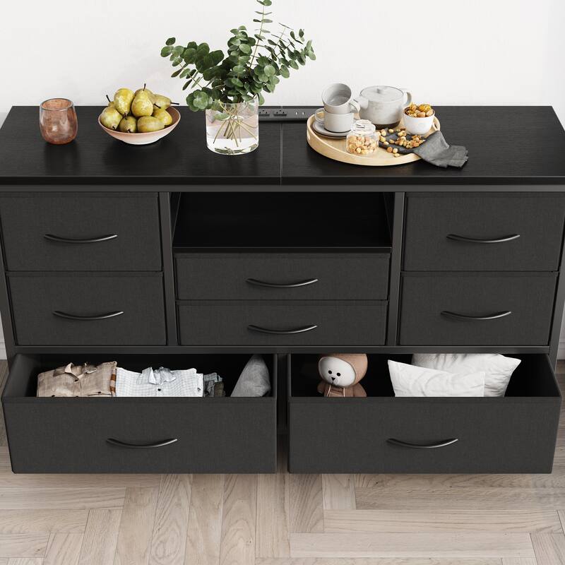 8 Drawers TV Stand with Power Outlet