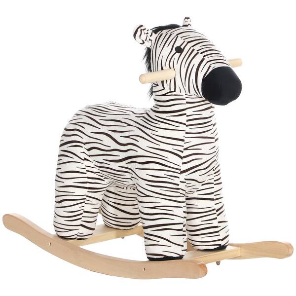 slide 2 of 10, Cute Zebra Rocking Horse for Toddlers with Realistic Sounds, Plush Comfort, and Safe Handle Grips - 2-4 Years Old Black