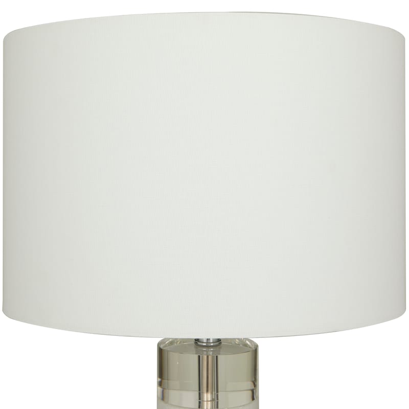 White Marble Slender Stand Room Table Lamp with Drum Shade