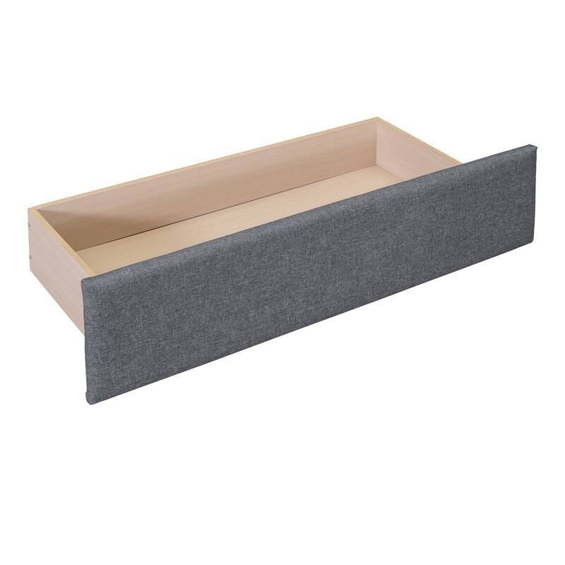 Twin Size Upholstered Platform Bed with Button Tufted Headboard and 2 Drawers