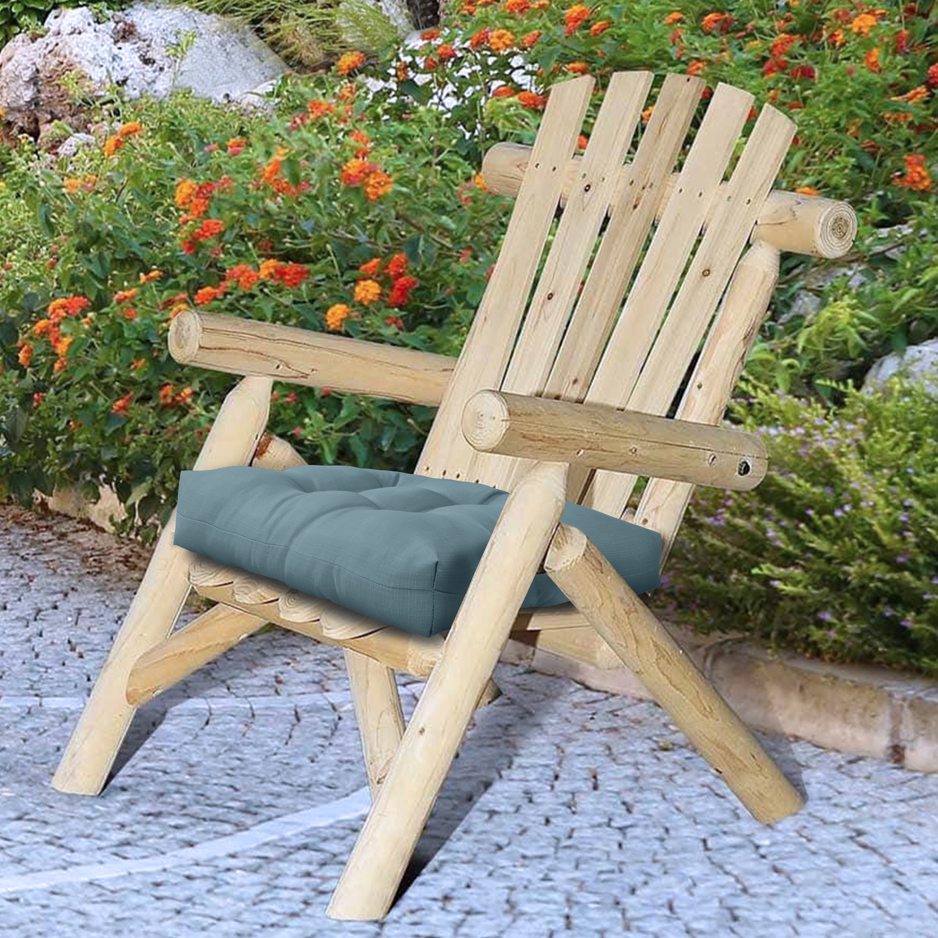 Vintage Blue Adirondack Cushion 20 x 20 in Solid Grey