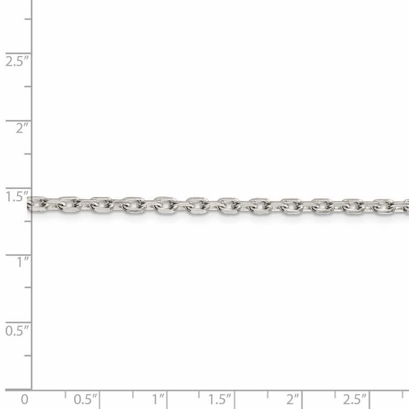 Curata 925 Sterling Silver 3.25mm Beveled Oval Cable Chain Necklace (Lobster)