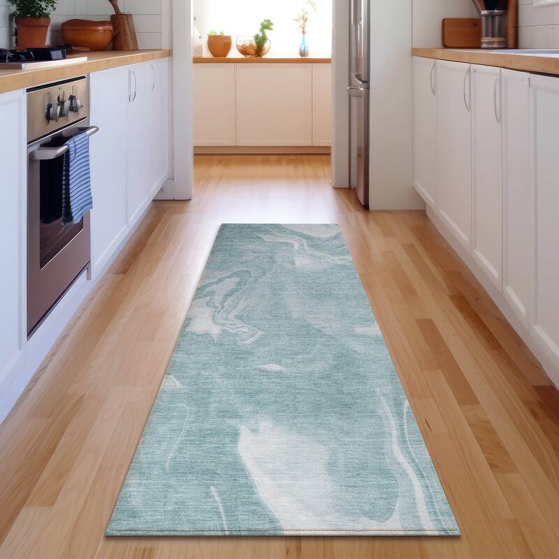 Premium Washable Super Soft Abstract Mayfield Rug - Teal - 2' 3" x 7' 6" - Runner
