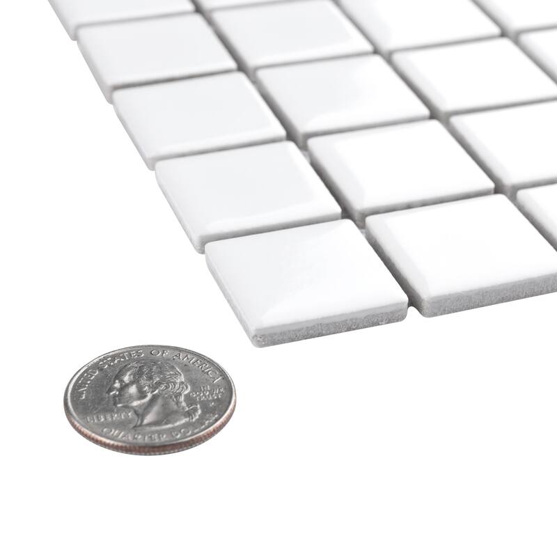 Merola Tile Metro 1" Square Glossy White 10-3/4" x 11-3/4" Porcelain Floor and Wall Tile