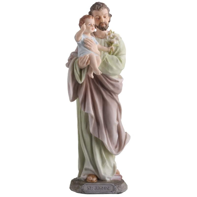 8.27 inches Height Polyresin Saint Joseph Holding Baby Jesus Multicolor Finish Figurine