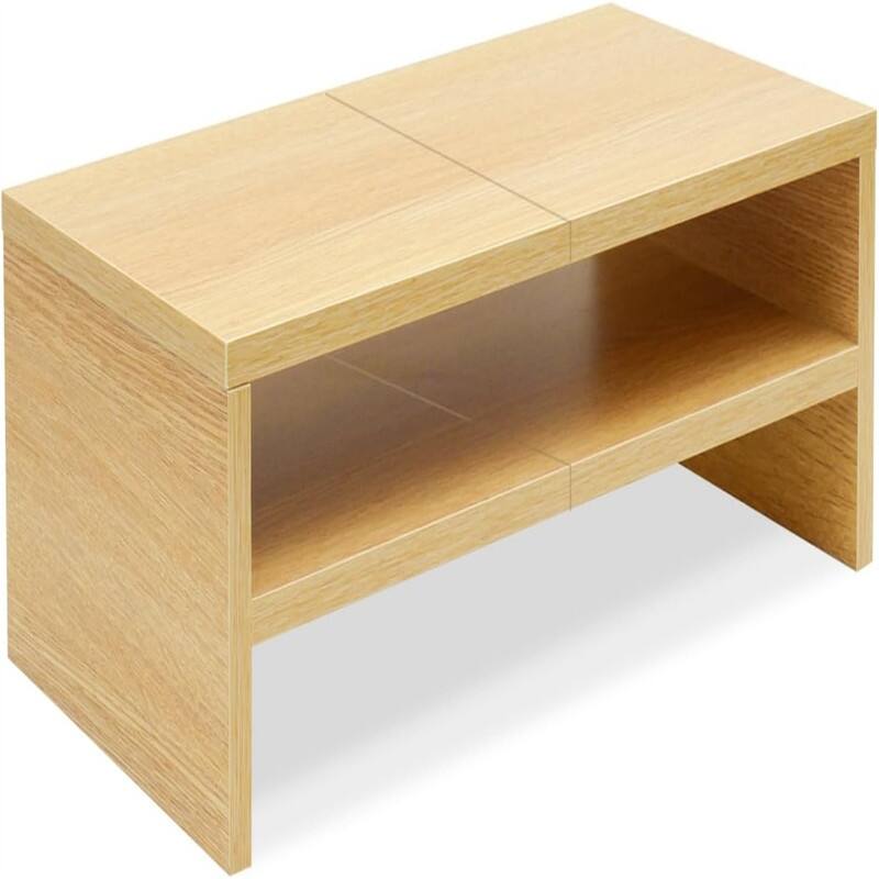 2 Tiers Monitor Stand Riser - Natural Maple