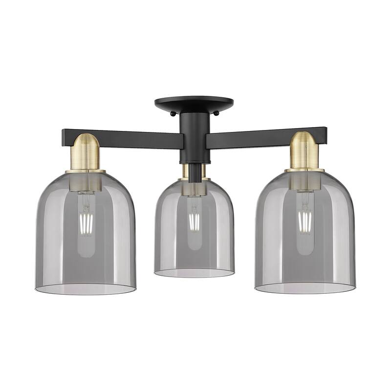 Innovations Lighting 716-3F-12-23 Bella Semi-Flush Bella 3 Light 23" - Black Antique Brass / Light Smoke