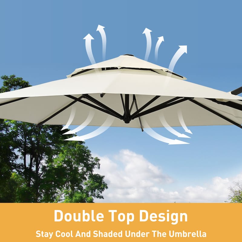 Autlaycil 10FT Cantilever Patio Umbrella with Base Included 360 Rotation Large Offset Hanging Outdoor Shade