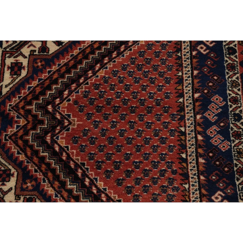 Hand Knotted Oriental 100% Wool Carpet Traditional Tribal Beige & Ivories Afshar Area Rug - 6' 4'' X 4' 10''