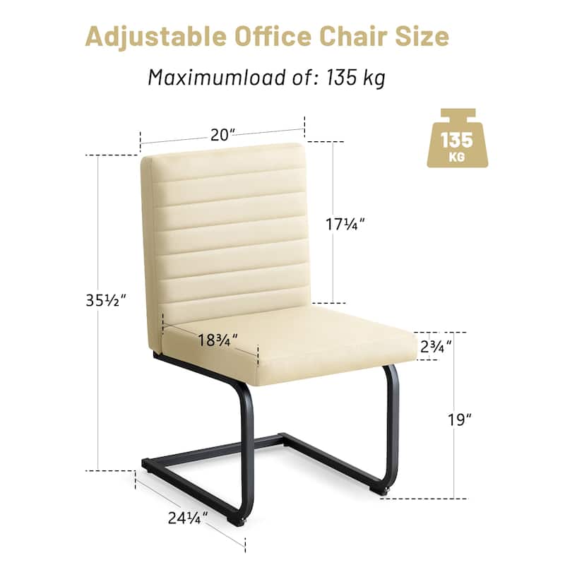 Dining Chairs Set of 2, Upholstered Kitchen Chairs with Metal Legs, Armless Chair with Comfortable Seat, Easy Assembly