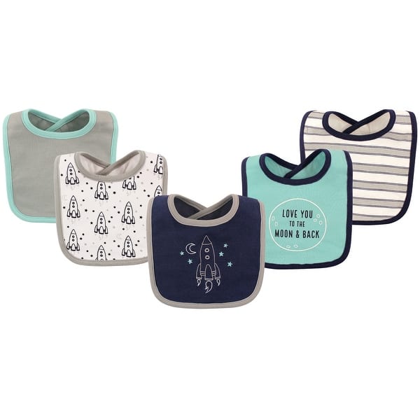 slide 1 of 1, Hudson Baby Infant Boy Cotton Bibs 5pk, Rocket, One Size - Rocket - One Size One Size - Rocket