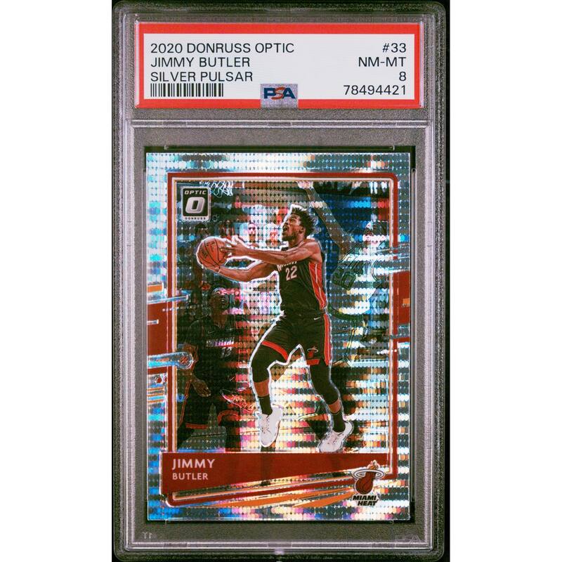 Jimmy Butler 2020 Panini Donruss Optic Silver Pulsar Basketball Card #33 PSA 8 - 8'6" x 11'6"