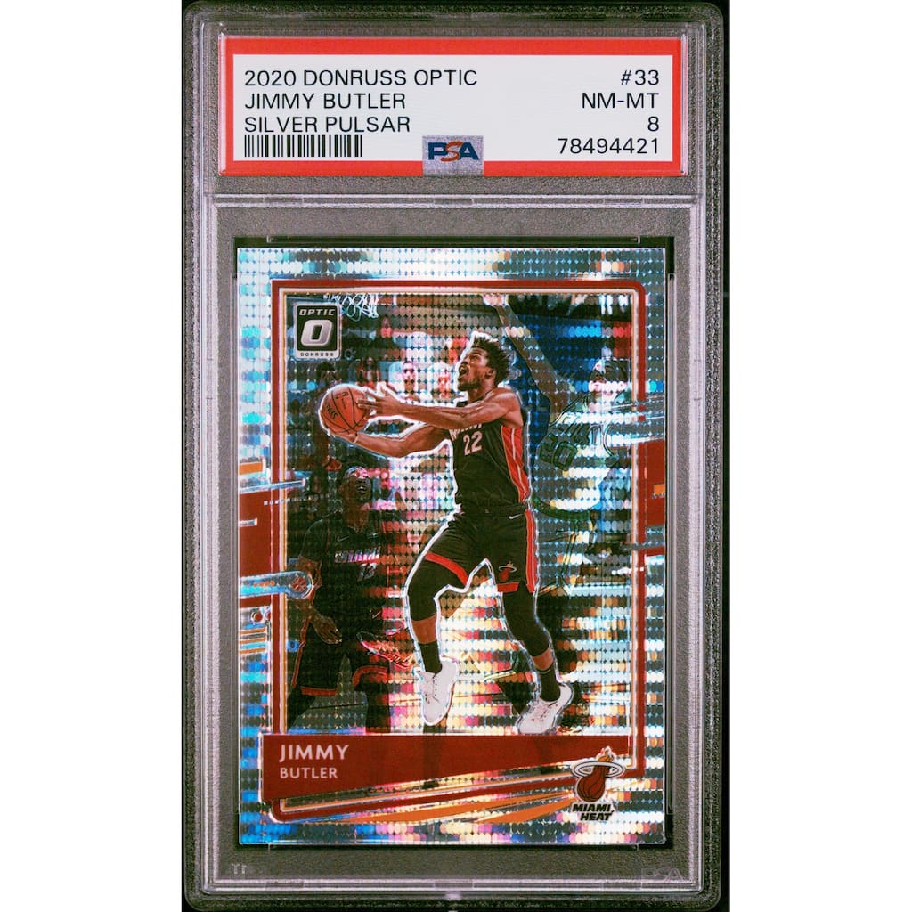 Jimmy Butler 2020 Panini Donruss Optic Silver Pulsar Basketball Card #33 PSA 8 - 8'6" x 11'6"