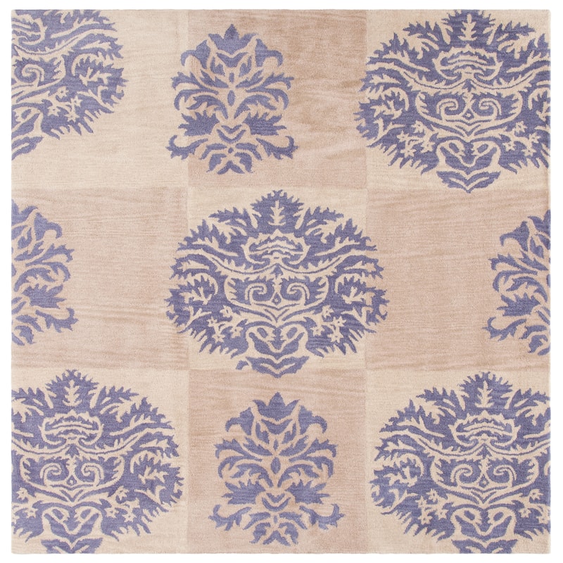 SAFAVIEH Handmade Wyndham Magali New Zealand Wool Rug - 7' Square - Beige/Lavander