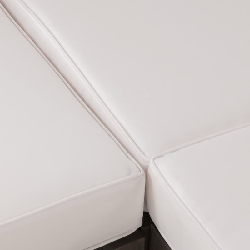 Lizzie Outdoor Corner Chair, Cross Back, White Fabric, Dark Gray Wood