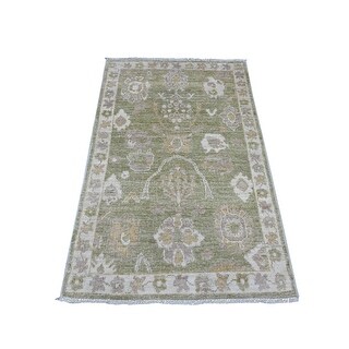 Pickle Rugs Shahbanu Rugs Pickle Green Wool Foundation Afghan Oushak with Village ...