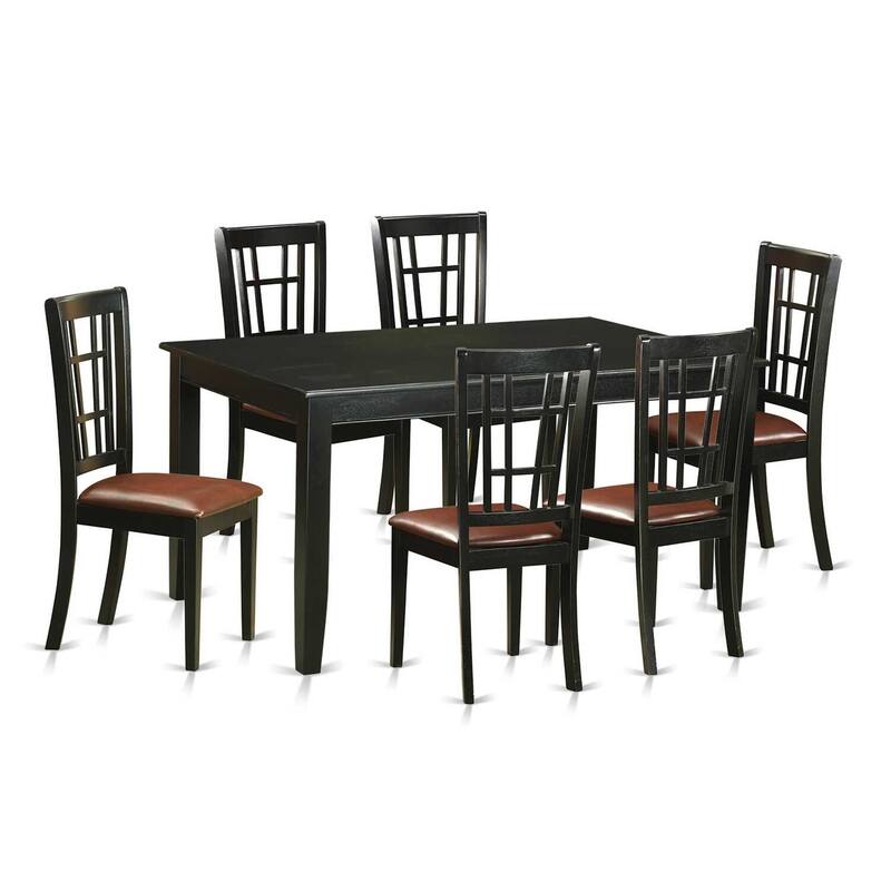 Dinette Set - Kitchen Table with 6 Chairs - Solid Wood Dining Room Set