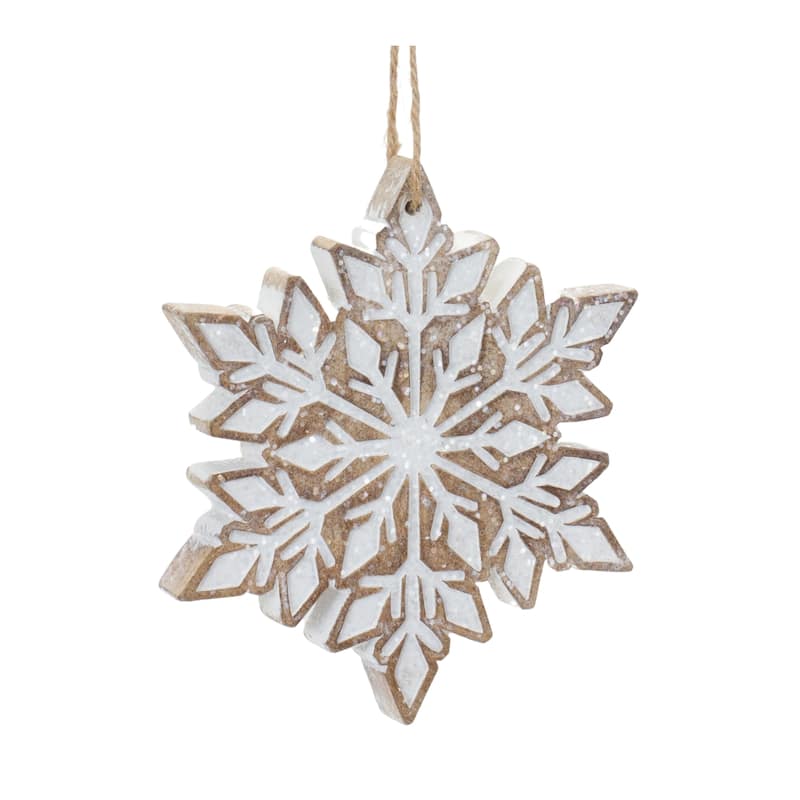 Glittered Snowflake Christmas Ornaments - 4.75" - Set of 3