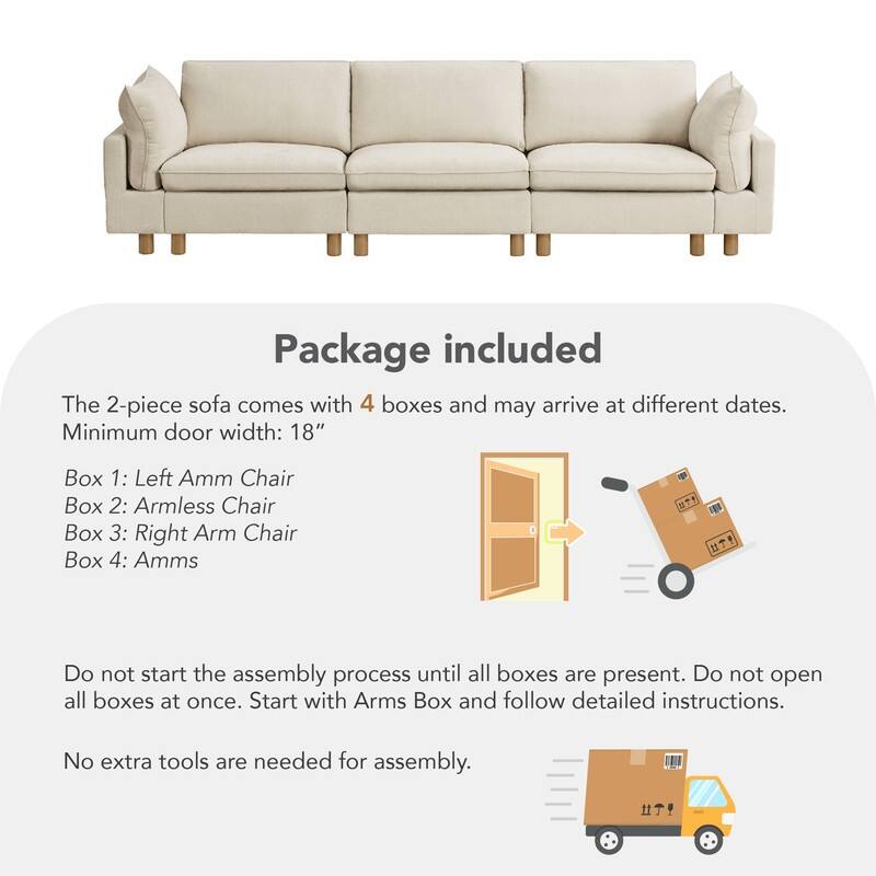 Spruce & Spring Modular Cloud Couch Sofa with Wood Legs for Living Room