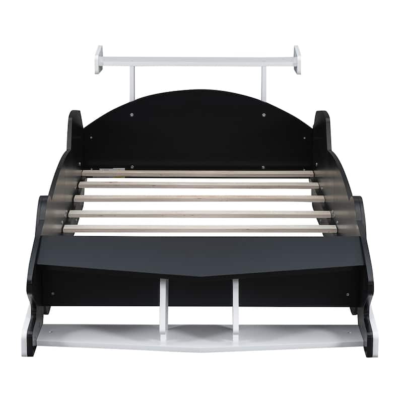 Twin Size Race Car-Shaped Platform Bed with Wheels