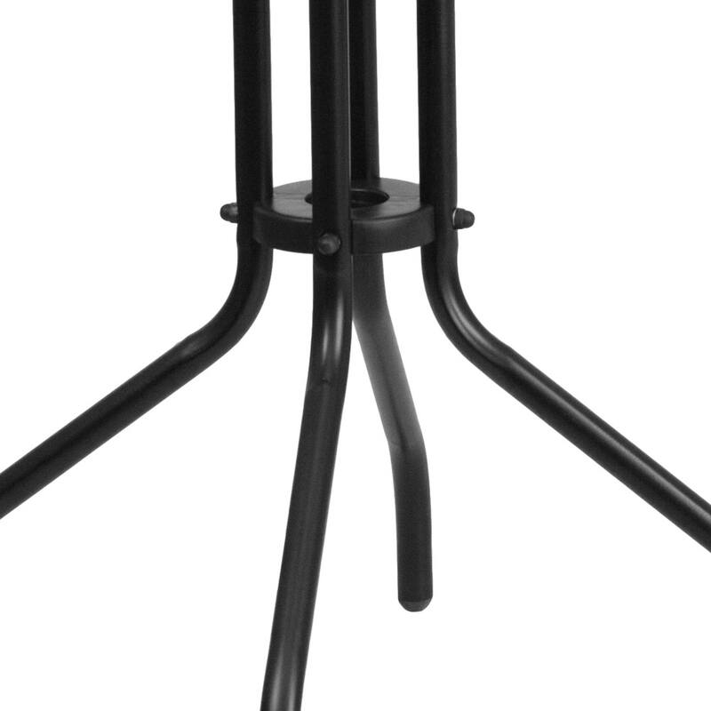 23.75" Round Tempered Glass Metal Table with Smooth Ripple Design Top