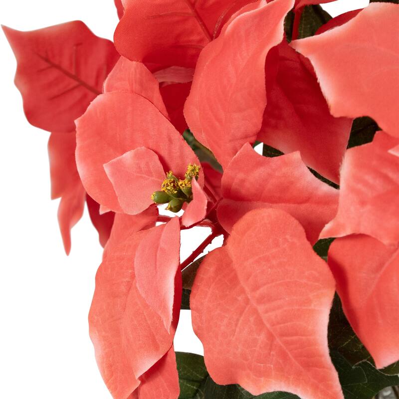 Artificial Christmas Poinsettia with Wrapped Base - 28" - Pink