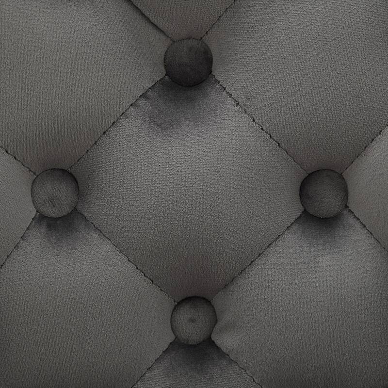 Velvet Swivel Bar Stools Set of 2, Button Tufted Bar Stools with Rivet Trim, Kitchen Stools with Metal Pull Ring & Footrest