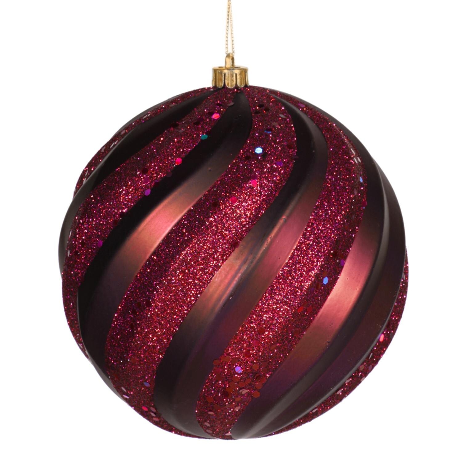 Shop Red Plum Glitter Swirl Shatterproof Christmas Ball Ornament 6