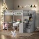 preview thumbnail 13 of 21, Full Size Loft Bed with Built-in L-Shaped Desk and 3-Tier Storage Shelves