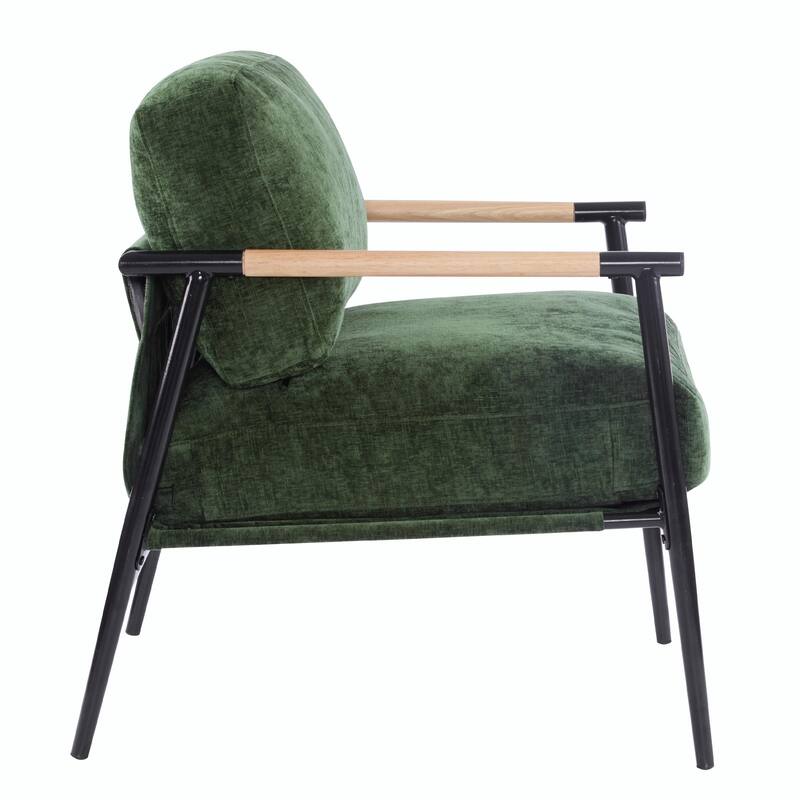 Minimalist Armchair - Soft Cushions, Wood/Metal Design, Compact