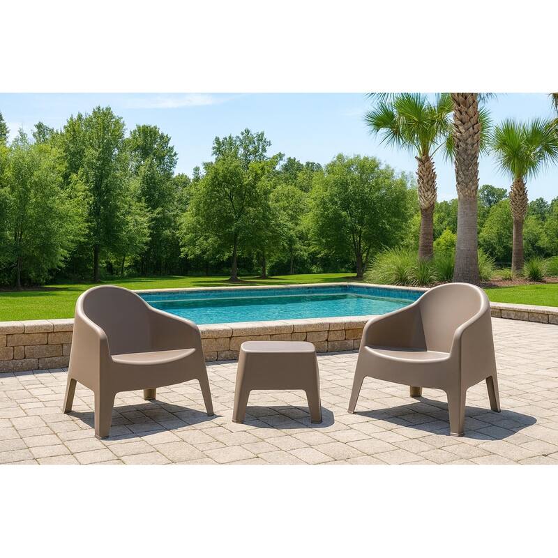 Milane 3-Piece Contract Grade Outdoor Lounge Set with side table