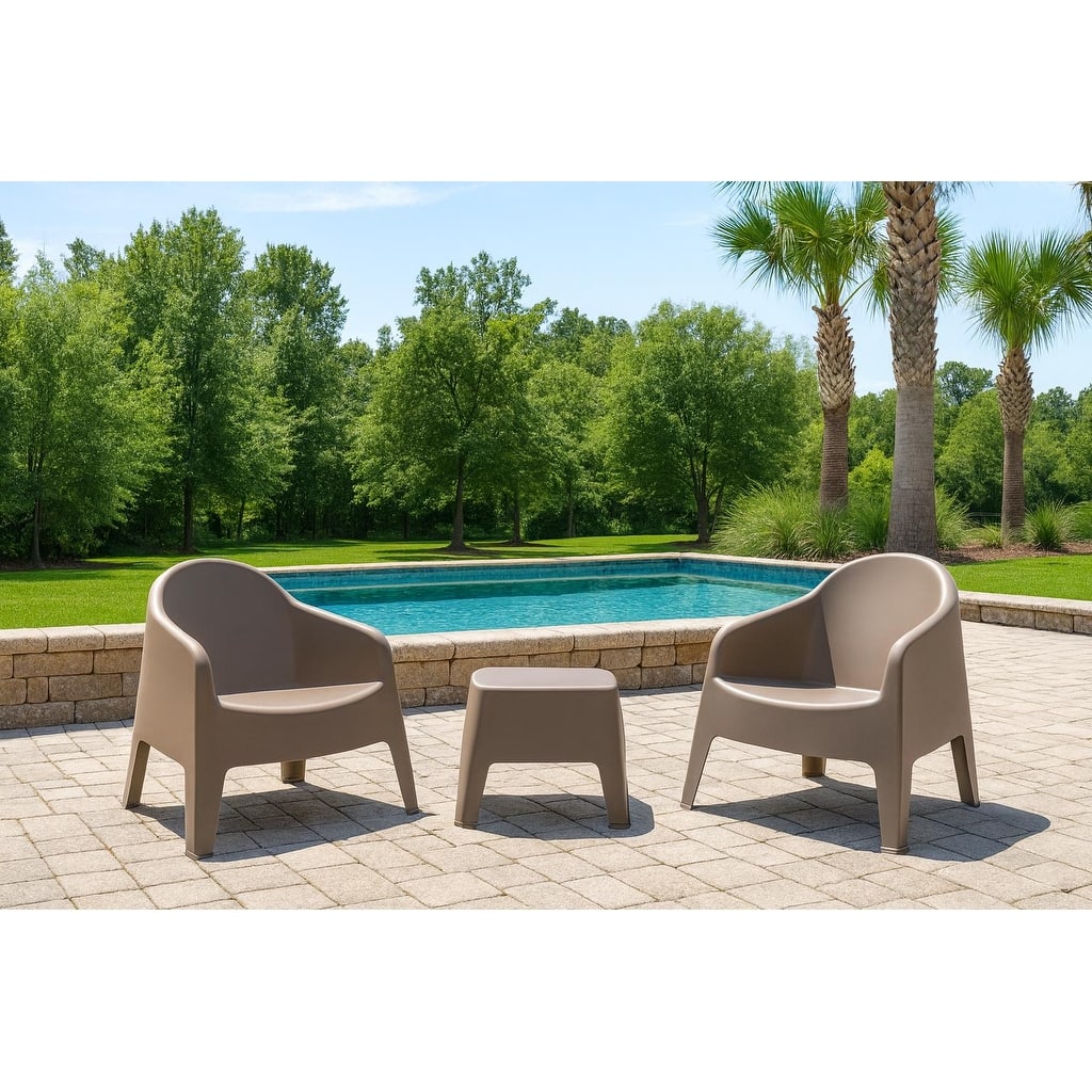 Milane 3-Piece Contract Grade Outdoor Lounge Set with side table