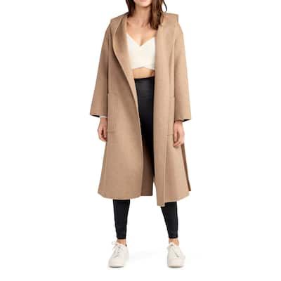 Arcadia Wool Blend Oversided Coat with Hood