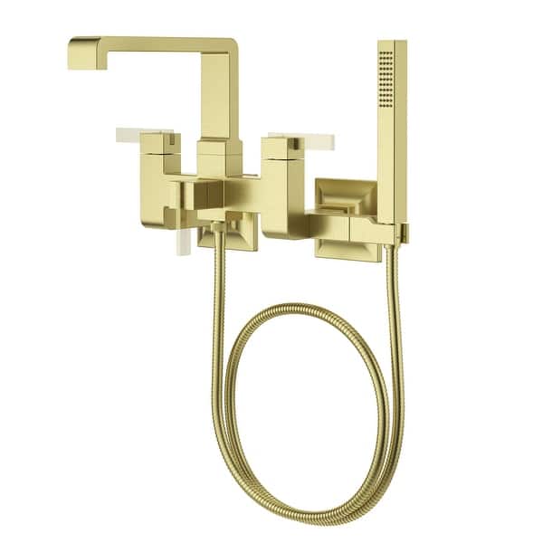 slide 2 of 14, Pfister LG6-3VRV Verve Wall Mounted Tub Filler with Built-In Diverter Brushed Gold