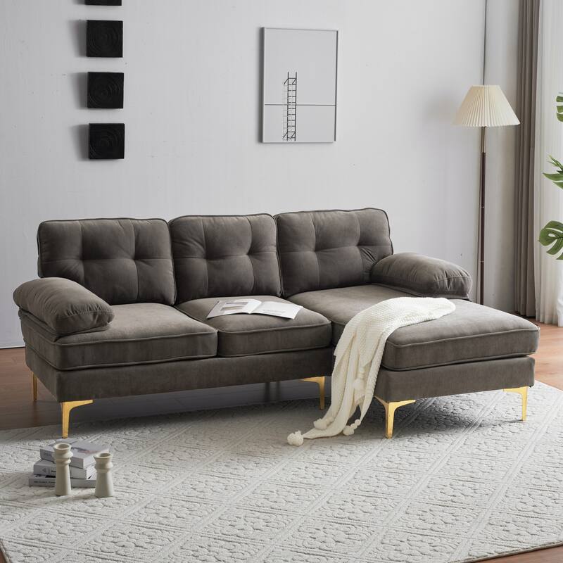 83" Modern Sectional Sofas Couches Velvet L Shaped Couches