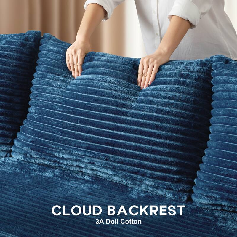 OVIOS 3 Piece Plush Sectional Non-Assembly Indoor Sofa