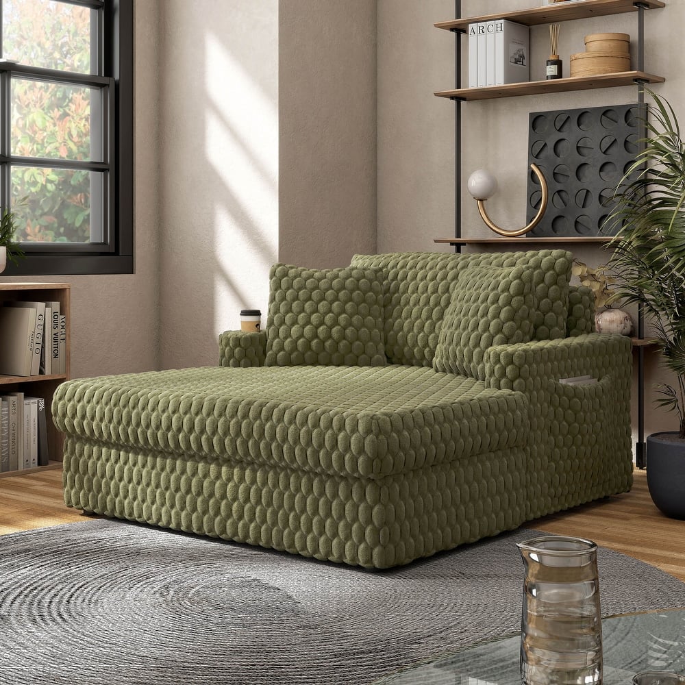 Furniture of America Lanturn Modern Soft Upholstered 2-Arm Oversized Chaise