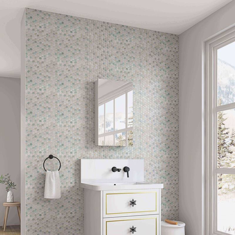 Wall Mounted Bathroom Medicine Cabinet with HD Mirror, Recessed or Surface Mount, Storage for Cosmetics & Personal Care