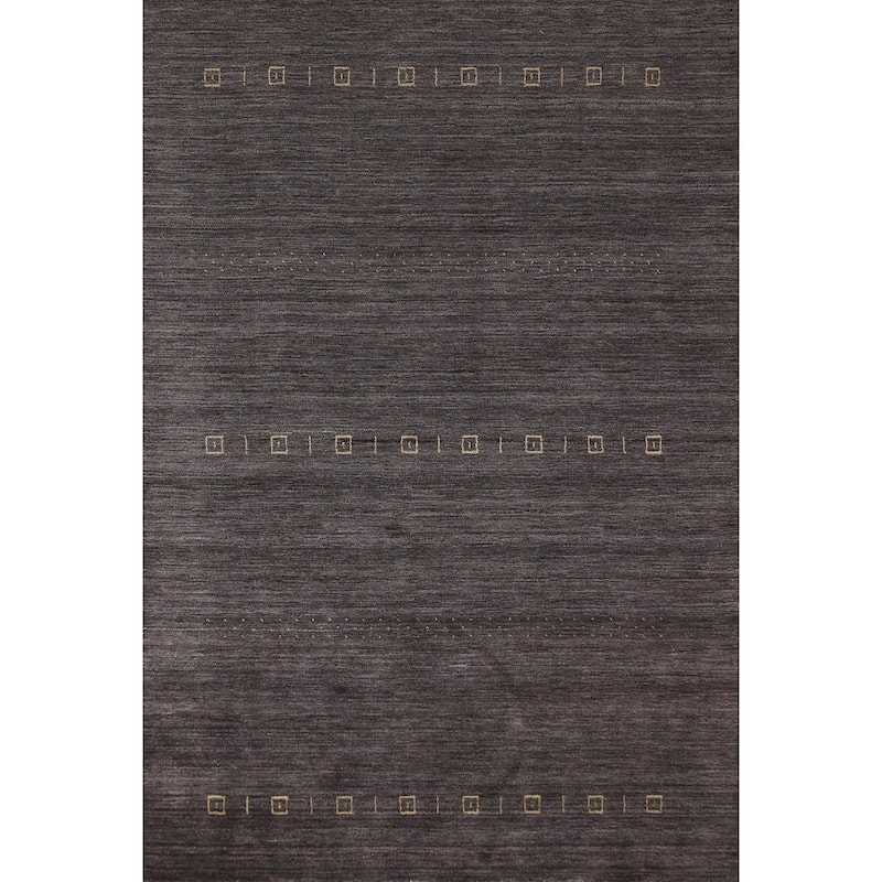 Charcoal Gabbeh Indian Area Rug Handmade Wool Carpet - 4'11"x 7'10"
